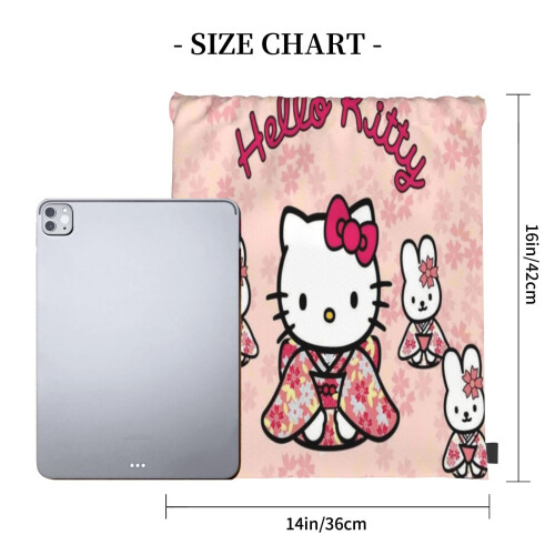 Τσάντες με κορδόνι Hello Kitty, αδιάβροχες, αθλητικές, σακίδια πλάτης, σάκος γιόγκα, 2
