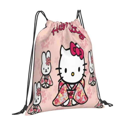 Τσάντες με κορδόνι Hello Kitty, αδιάβροχες, αθλητικές, σακίδια πλάτης, σάκος γιόγκα, 1