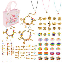 Qenwkxz 67Pcs Bracelet Making Kit with Bracelet Chains Rope Chains Beads Pendants DIY Jewellery Making Set