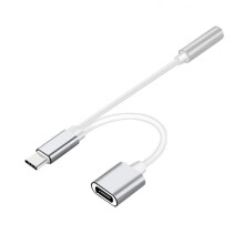 Adaptor audio Xipoxipdo 2 în 1, cablu AUX + convertor de încărcare, splitter audio USB jack tip C, adaptor de la 3,5 mm la 3,5 mm