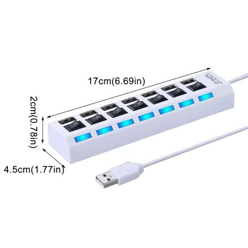 Διαχωριστής πολυθυρών USB, 7 θύρες USB2.0 για φορητό υπολογιστή, επέκταση θύρας USB με 1