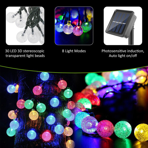 Solar Powered 30 LED String Light Garden Path Yard Decor Lamp Outdoor Waterproof 2