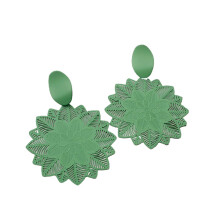 AYYUFE1Par de pendientes de mujer con forma de flor hueca, joyería vintage, pendientes colgantes exagerados para banquetes, aleación verde