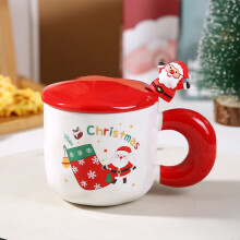 Caneca de Natal Bocqde com Decoração Fofa, Caneca de Papai Noel, Caneca de Cerâmica com Árvore de Natal, Caneca para Presente com Tampa e Colher,