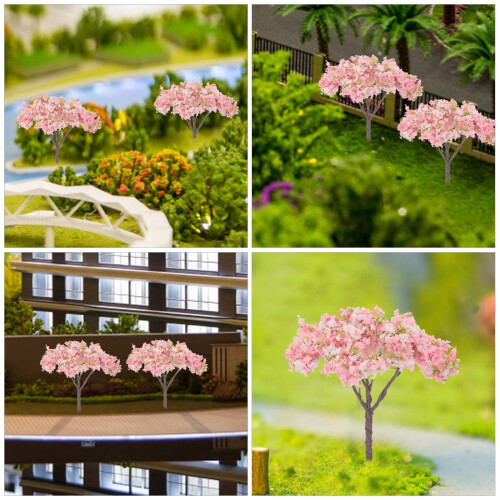 8pcs Miniature Street Trees Model Sand Table Landscape Cherry Blossom Trees 1