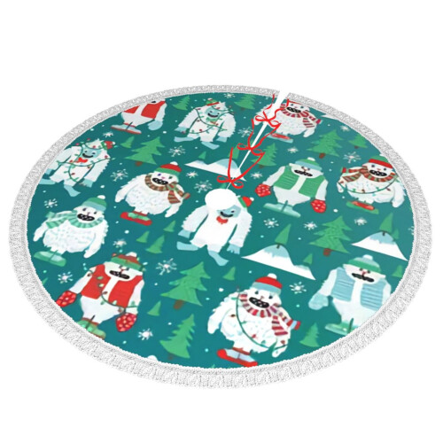 Saia para árvore de Natal com boneco de neve, 76 cm (30 polegadas), tapete para árvore de Natal de inverno, saia para árvore de Natal para 1