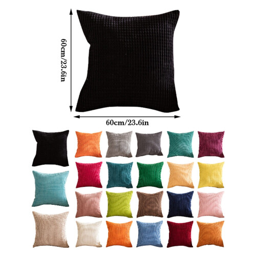 Conjunto de 2 fronhas de veludo cotelê listradas, 60x60 cm (24x24 polegadas), para sala de estar.