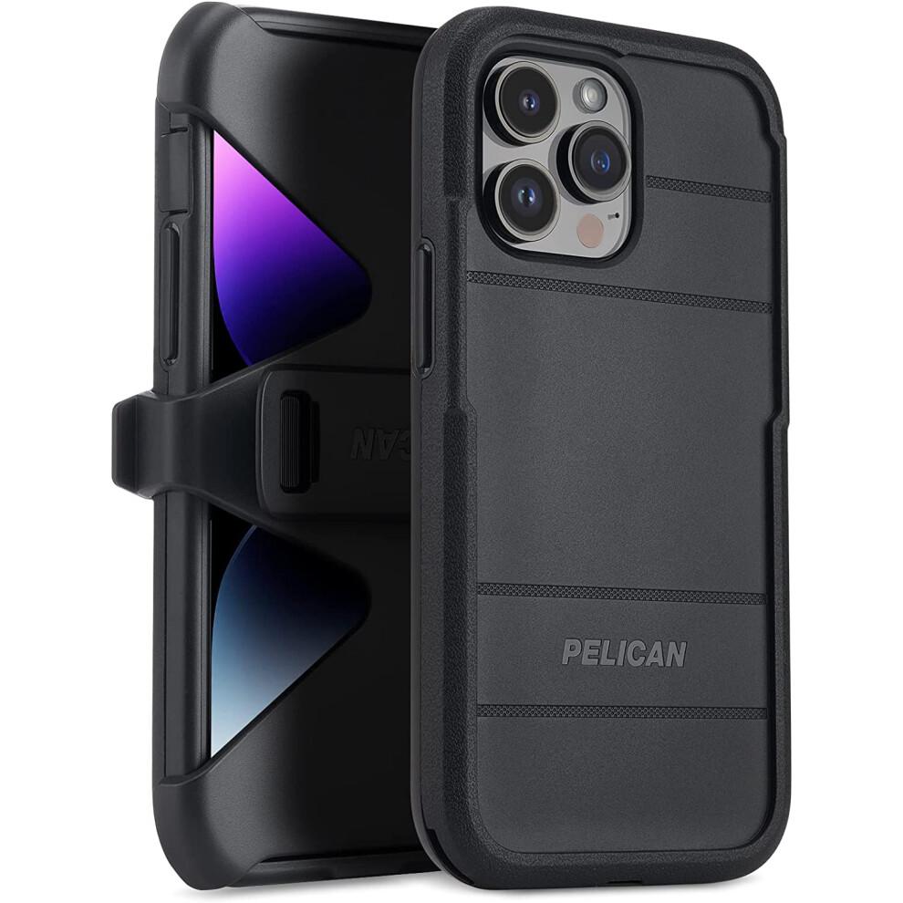 Pelican Voyager Series - Compatible With Iphone 14 Pro Case 6.1" [Compatible With Magsafe] Magnetic Charging Phone Case With Belt Clip Black 9191629654024