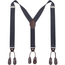 Mens Button End Suspenders Braces - 1.37 Inches Wide Y Shape Adjustable Button End Elastic Suspender