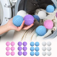 Wzzjkit 6PC Reusable Laundry Dryer Balls, Plastic Fabric Softener Reduces Wrinkles, Sustainable Washing Drying Aid & Pet Hair Catcher