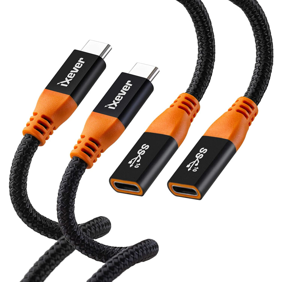Usb-C Extension Cable 1Ft (2-Pack), Short Usb 3.1 Type-C Gen 2 (10Gbps) Male To Female Extender Cord Compatible 9191629651566