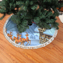 Jupe de sapin de Noël en dentelle à franges, motif flocons de neige et treillis (7) - Douce, légère et agréable au toucher - 76 cm