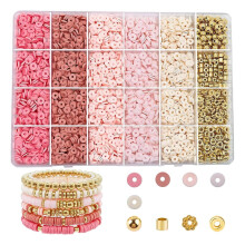 WINDLAND 5 Colors Clay Beads Spacer Charm Beads for DIY Bracelet Necklace Jewelry Making Kits Bead Accessories for Adults Kids