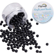 200 Stück 8 mm Perlen ohne Loch, ungebohrte schwarze Perlen, ABS-Perlen, runde schwarze Perlen für Schmuckherstellung, DIY-Bastelarbeiten,