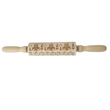 Christmas Pattern Rolling Pin, Elk Gift Style, Engraved Wood Embossed Dough Roller Kitchen Tool - Clearance Sale
