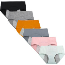 Kissecret Teen Girls Cotton Menstrual Period Underwear Briefs 6-Pack Breathable Heavy Flow Protective Leak-Proof Panties