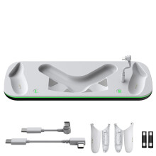 jixopn Ladestation mit LED-Lichtleiste, Headset-Ständer und Controller-Halterung, 2 Akkus für Meta Quest 3/3S – kompatibel mit Meta Quest 3/3S