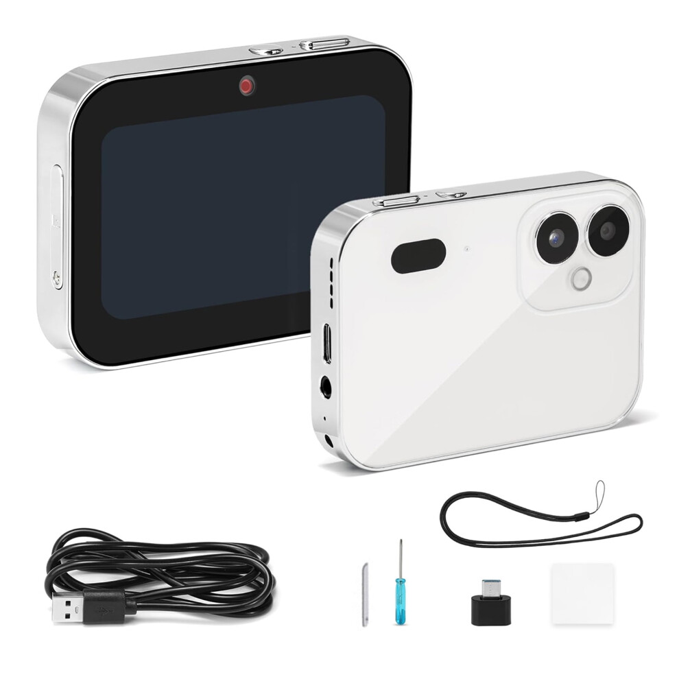 Susuchens Touchscreen Digital Camera Face Detection Autofocus Vlogging Camera Portable 64Mp 16X Compact Size Selfie Digital Camera White 9423501789846