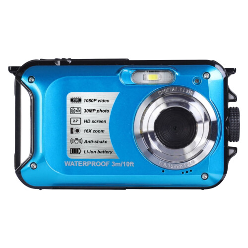 Ψηφιακή κάμερα Jacenvly HD 30MP με οθόνη IPS 2,7", ζουμ 16X, αδιάβροχη, αντικραδασμική, εγγραφή 1