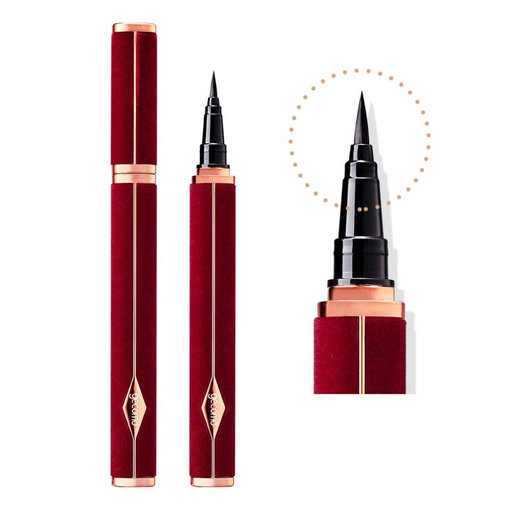 Red Waterproof Velvet Liquid Eyeliner With Precision Brush, 24H Long Lasting Smudge Proof