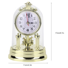 Vintage Table Clock, European Retro Style Antique Silent Clock Compatible with Home Decor, Fireplace Mantel, Desktop, Shelf, Gold Gift