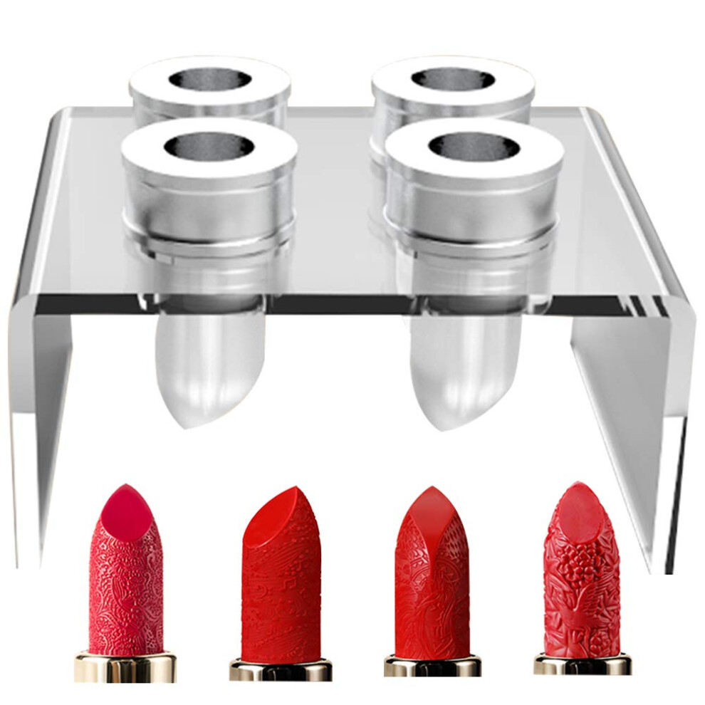 Lipstick Mold Silicone 4Hole DIY Carved Lipstick Making Kit with Easy Glossy Demolding