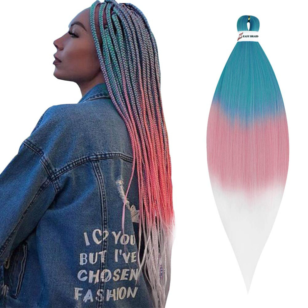 Unisex Pre Stretched Braiding Hair 26 Inch Ombre T27/613 Ez Crochet Jumbo Extensions 6 Packs Soft Synthetic Fiber