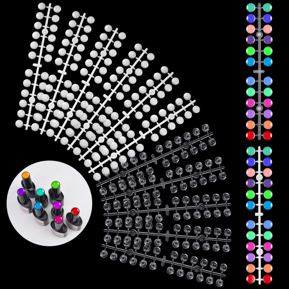 Nail Color Display Sticks Acrylic Nail Swatch Sticks Clear Round Tips with Adhesive for Salon or Home