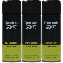 3 x 150ml Reebok Deodorant Body Spray for Men - Inspire Your Mind