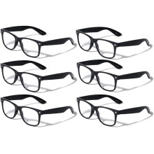 6 pares de gafas de lectura clásicas y cómodas - Bisagra de resorte, color neón, lentes transparentes