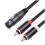 Καλώδιο διαχωριστή Y 2x3pin από θηλυκό XLR σε διπλό αρσενικό RCA, καλώδιο ήχου ενισχυτή 3