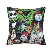 Fodera per cuscino in morbido velluto a coste ispirata a Nightmare Before Christmas, 45x45 cm, decorativa per divano, camera da letto, letto, sedia e