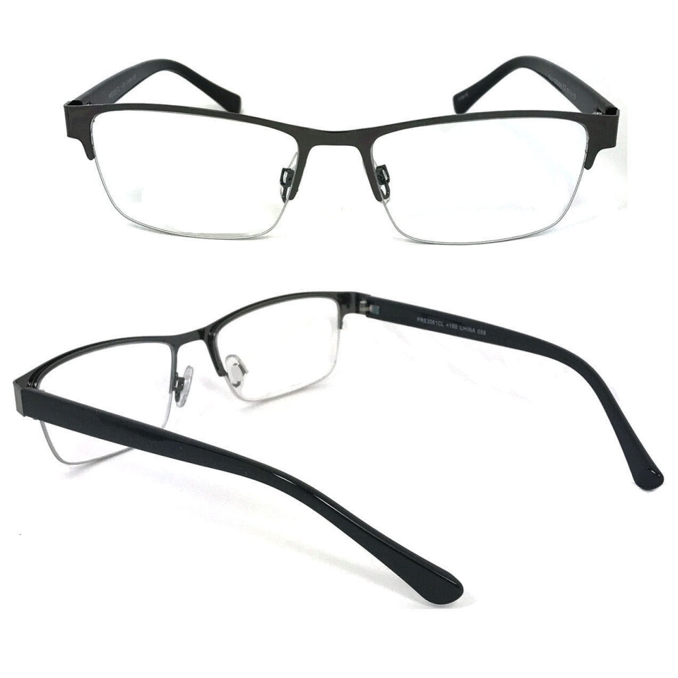 1 Pair Metal Rectangular No Line Progressive Trifocal Clear Lens Reading Glasses - Better Then Bi-Focal bifocal Reader