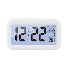 Clog Aláraim Digiteach LCD Pcapzz, Clog Tábla LED atá á oibriú ag ceallraí le Solas Oíche & Feidhm Snooze Clog Deisce Inaistrithe don Oifig