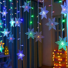 Snöflingor LED-gardinlampor, 13,1 fot snöflingor ljusslingor LED snöflingor för hem, kyrka, bröllop, födelsedag (flerfärgad)