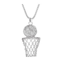 Collana con ciondolo a forma di pallone da basket, unisex, placcata in oro e argento, gioiello alla moda.