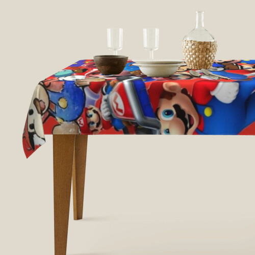 Mario Rectangular Tablecloth Water Resistance Antiwrinkle Spillproof Soft Fabric Table Cloth 60"X90" 1