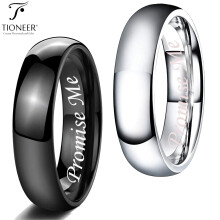 Tioneer Wolframcarbid Klassischer polierter schlichter Kuppel-Ehering, Verlobungsring, graviert mit dem Schriftzug „Promise Me“, 5,5 mm