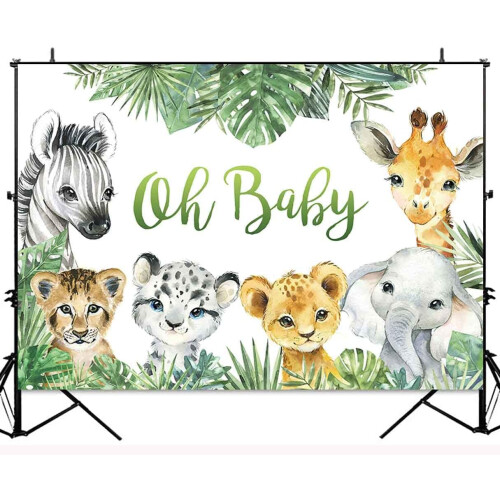 Φόντο για baby shower σαφάρι, άγρια ζώα της ζούγκλας για ένα γενέθλιο, φόντο 1