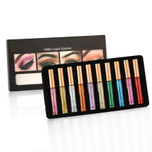 10 Colors Glitter Liquid Eyeliner Set Waterproof Long Lasting Metallic Shimmer Pigment