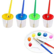 9-teiliges Set aus auslaufsicheren Farbbechern mit Pinseln und Farbpalette, Farbbecher mit Deckel für Kindermalerei