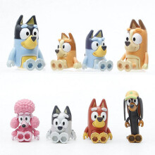 Set di 8 personaggi Bluey Playset, giocattoli anime snodabili e mobili, modelli regalo [HK] taglia unica