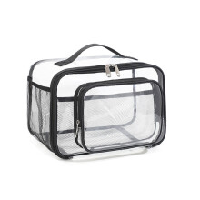 Sac à lunch transparent, boîte à lunch transparente, boîte à lunch en plastique, sac fourre-tout double noir approuvé pour les stades