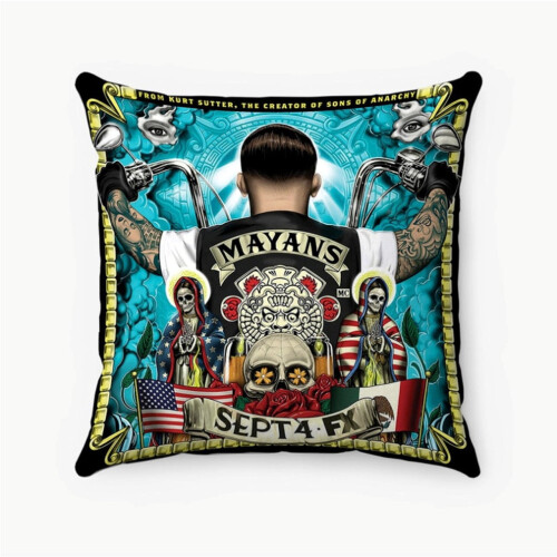 Capa de Almofada Personalizada AIVO Mayans MC em Poliéster Fiado, Quadrada, para Decoração de Cama, Sofá ou Casa (polegadas)