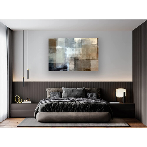 Quadro abstrato em tela ASPORIC, cinza e marrom, 28x35cm (11x14 polegadas), ideal para decoração de sala de estar, quarto e escritório, sem 2