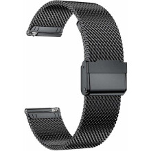 22 mm Schnellverschluss-Uhrenarmband aus Edelstahl, schwarz, kompatibel mit Samsung Galaxy Watch3 45 mm, HUAWEI GT2 46 mm (22 mm, Schwarz)