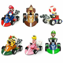 6-teiliges Set Super Mario Kart Rückziehauto Mini-Actionfigur Spielzeug Tortenaufsatz Geschenk