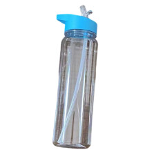 Sticle de băuturi sportive de 700 ml, sticle sport din plastic transparent cu mâner și pai