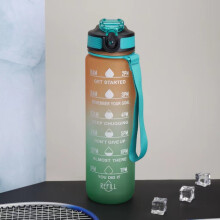 Sticlă de apă wileqep de 32 oz cu măsurători, marcaj de timp și curea de transport - Mențineți-vă hidratați pentru fitness, camping,