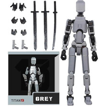 Boneco de ação T13, Boneco de ação Titan13 impresso em 3D, Boneco de ação Lucky13, Boneco de ação Nova13, Boneco de ação Dummy13 Cinza